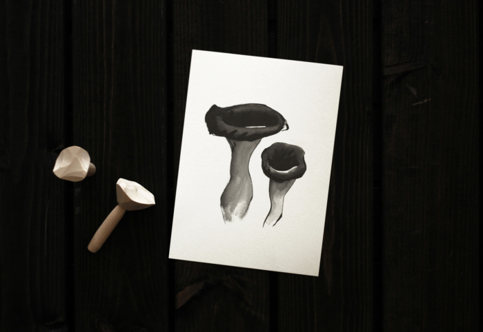 Black trumpet mushroom card