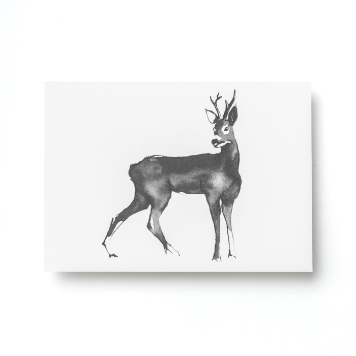 deer forest greetings postcard art print by teemu jarvi
