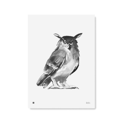Black & white owl art print
