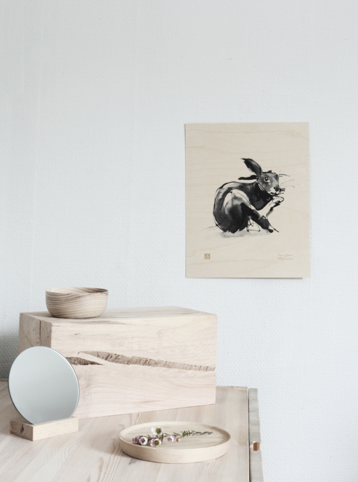 hare wooden poster