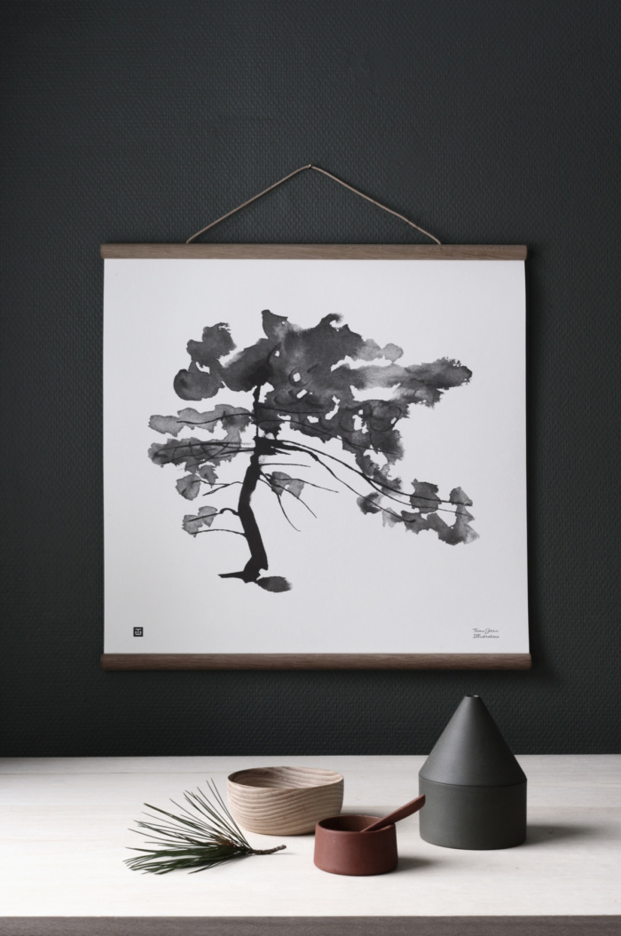 Black & white pine tree poster