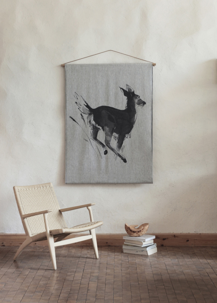 white-tailed deer woven art textile