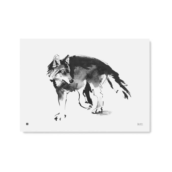 Black & white wolf poster