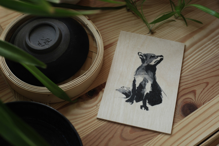 Birch plywood fox card