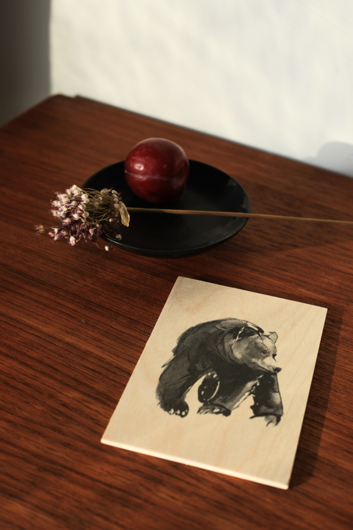 Gentle Bear birch plywood postcard