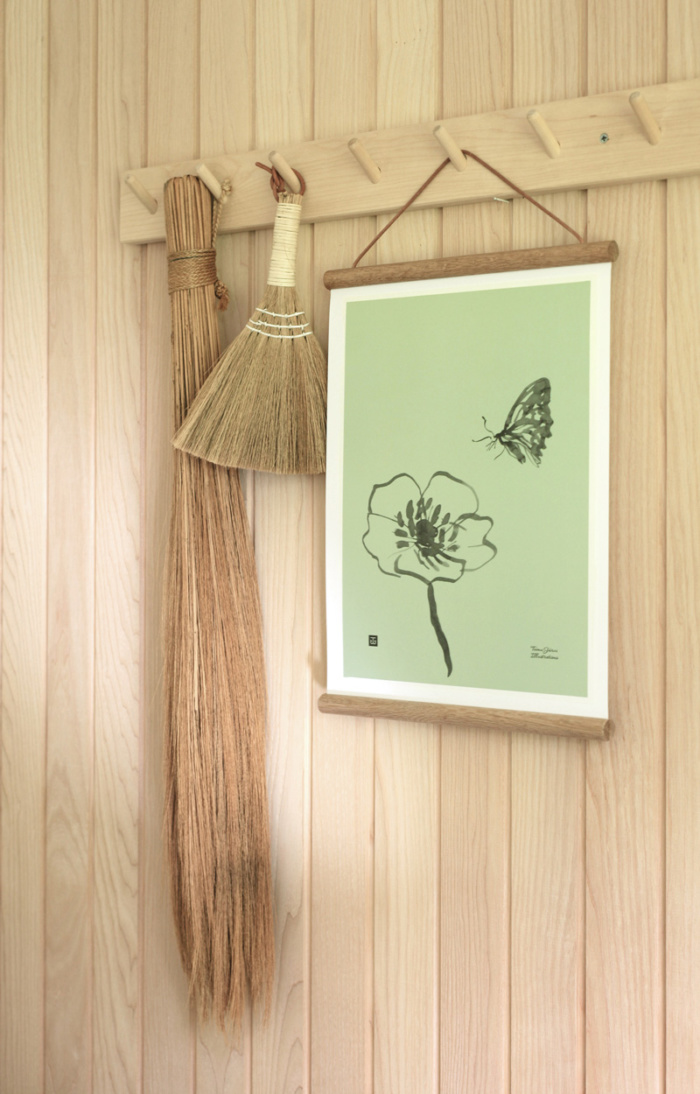 Spring green Butterfly art print on a wooden frame