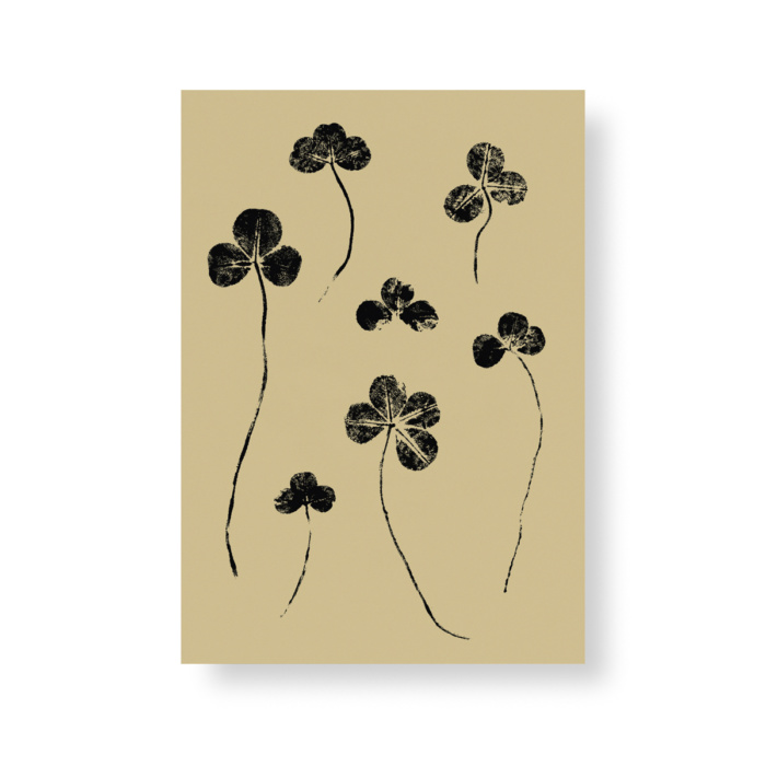 Sand colored clover mini paper Poster