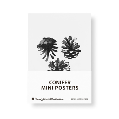 Black & White conifer mini posters set
