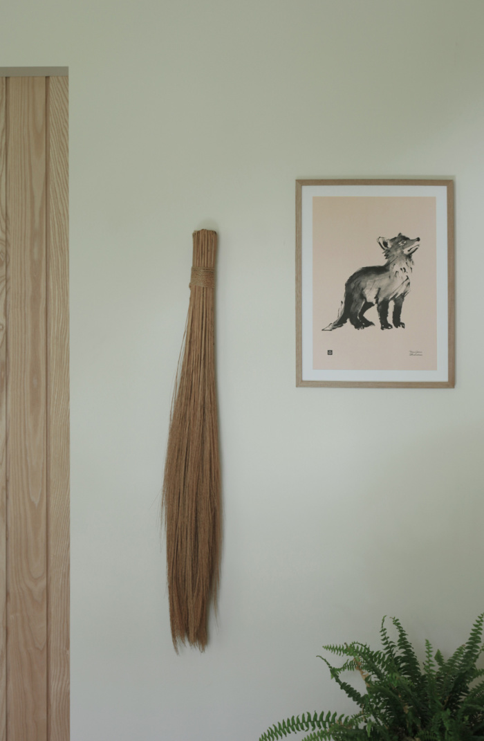 Old Rose colored Fox Cub art print on a wooden frame