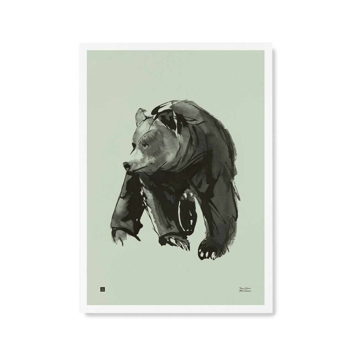 Lempeä karhu -juliste – keväänvihreä