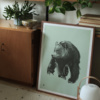 Spring green Gentle Bear wall decor on a wooden frame