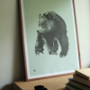 Mint green Gentle Bear Art Print on a wooden frame
